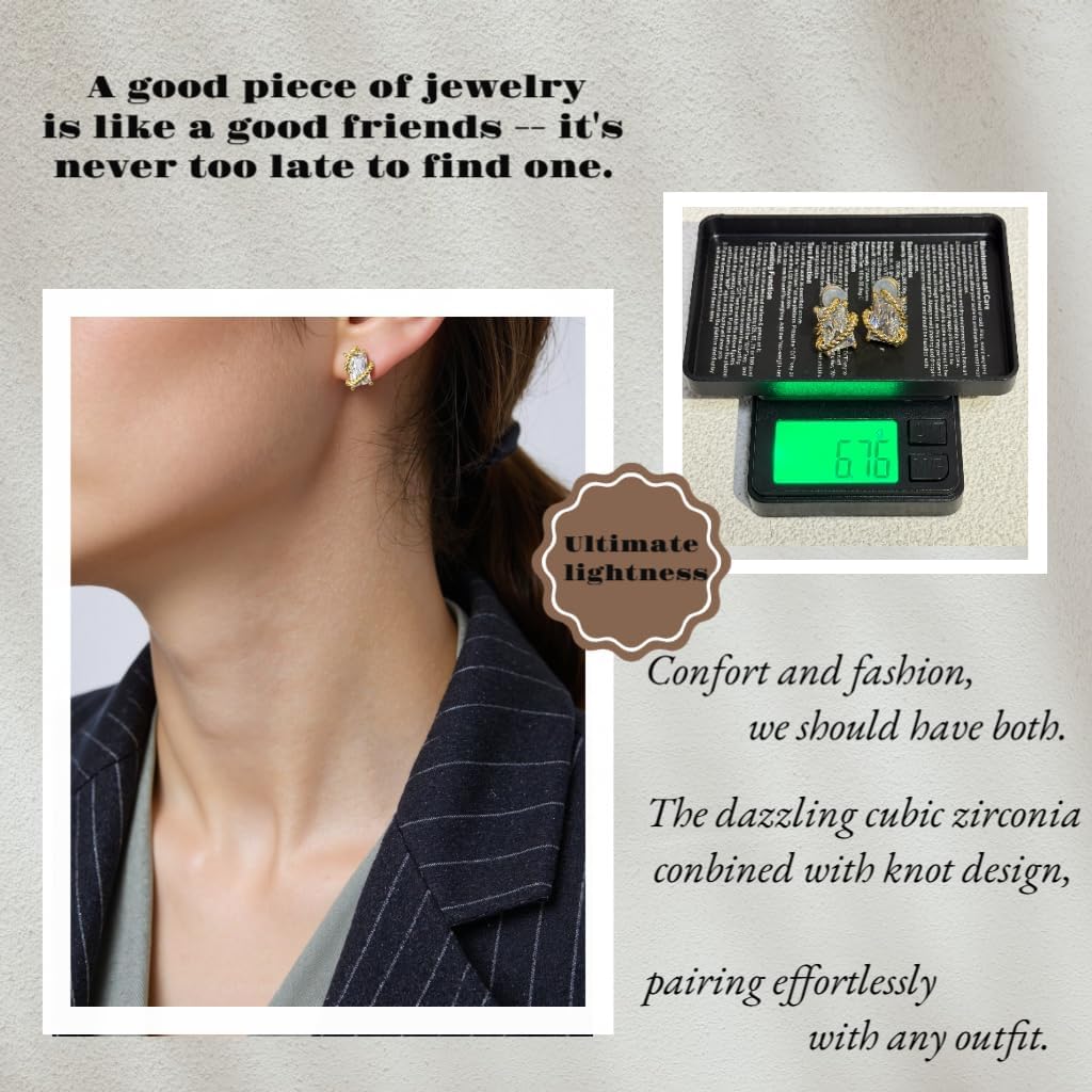 Original Design Earrings for Women | 18k Gold Plated Lightweight Studs | Hypoallergenic 925 Sterling Silver Posts - Image 5