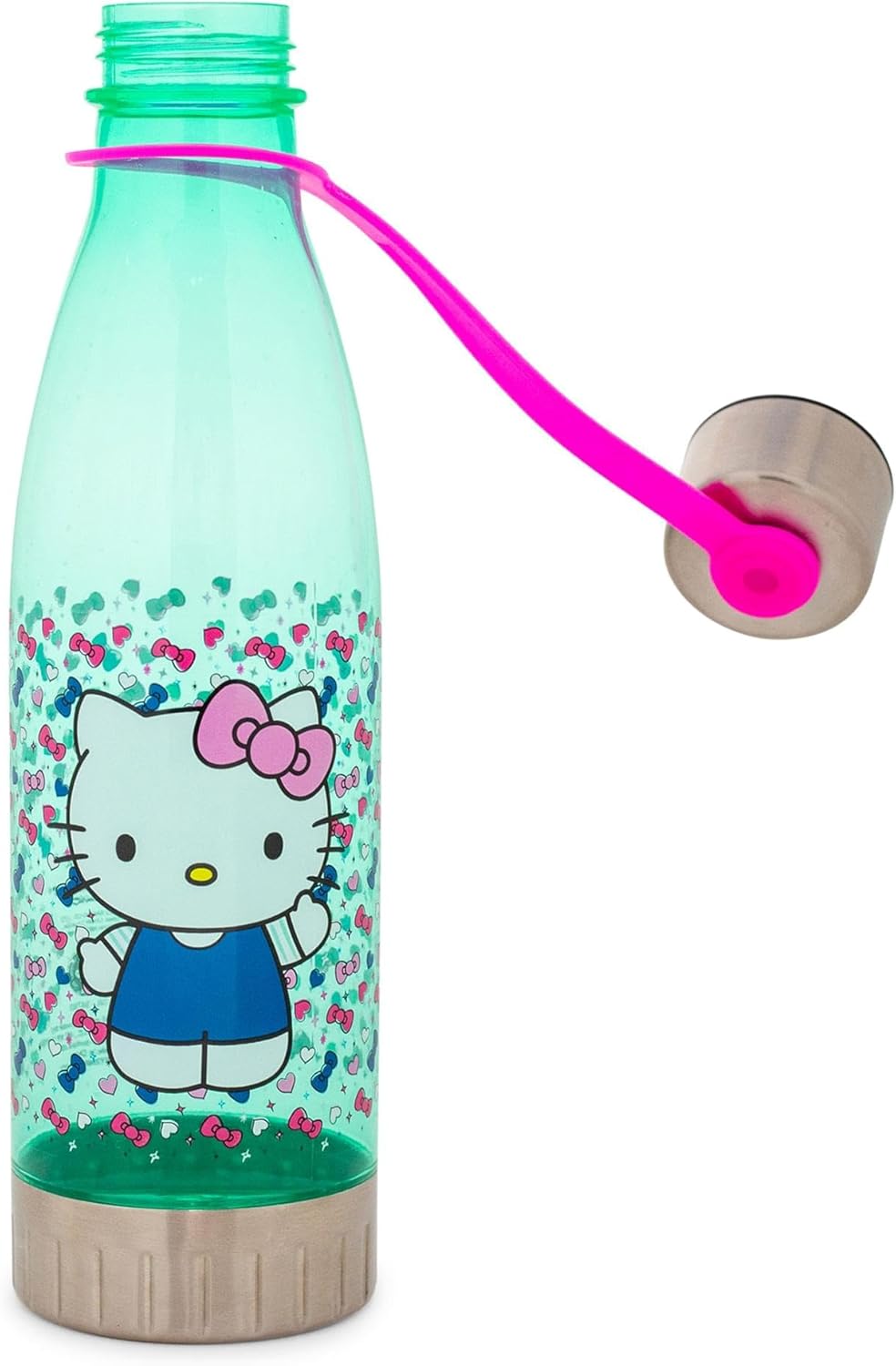 Hello Kitty Sanrio Hearts and Bows Plastic Water Bottle With Leak-Resistant Lid | Large Plastic Sports Jug | Holds 20 Ounces - Image 4