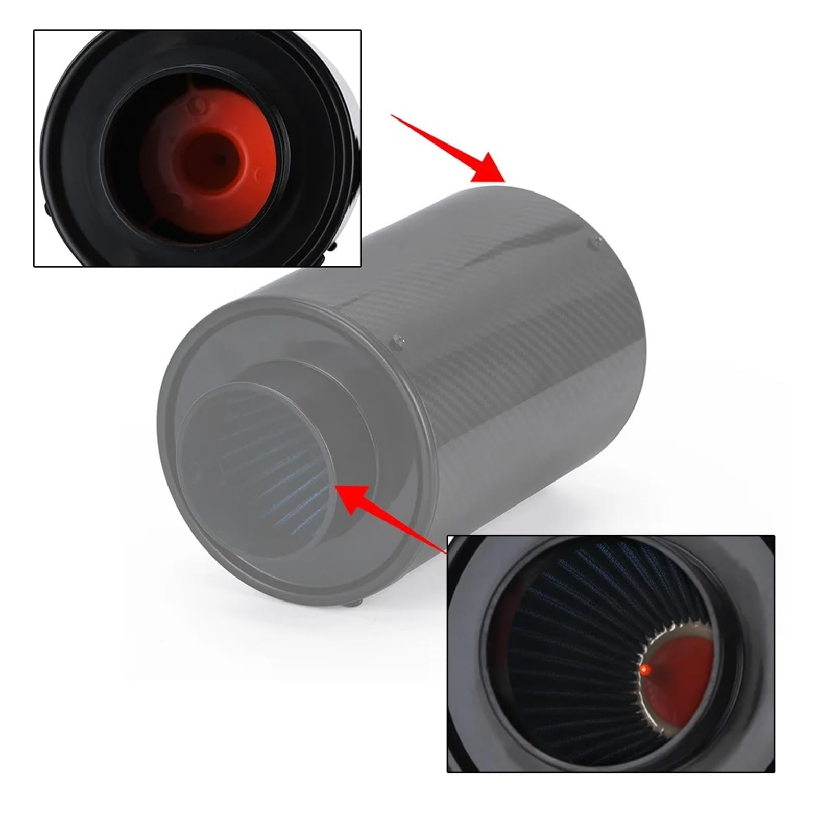 De Entrada Aire Frío Universal Para Coche 3 "con Ventilador Carreras Kit Filtro Inducción Alimentación En Fibra Carbono Caja Manguera Admisión Aire