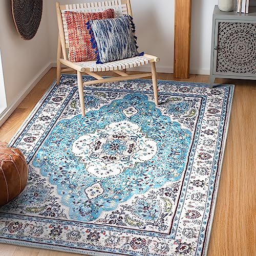 Tapis persan lavable bleu clair COMSLE 122x183 cm pour salon - 2