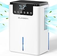 ZUKBEN 75oz Dehumidifier for Home (500 sq ft) - Quiet Bedroom Basement RV Unit w/ Timer, Auto Shut-Off, Sleep Mode & 7-Color LED