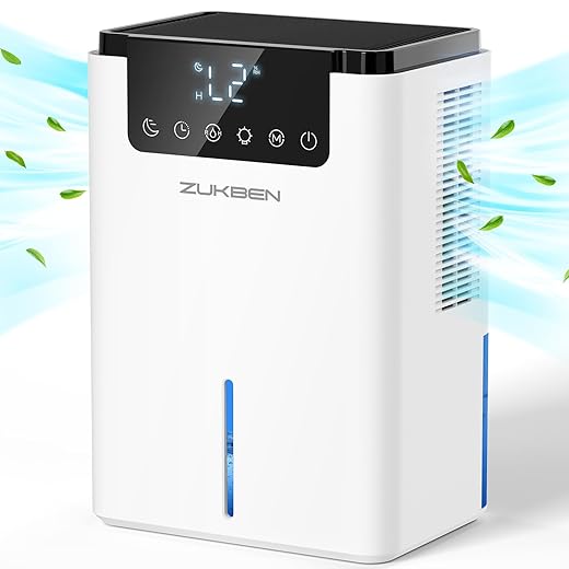 Dehumidifier,75 OZ Water Tank (500 sq.ft) Dehumidifiers for Home,Quiet Dehumidifier for Bathroom Bedroom Basement RV with 12H Timer,Auto Shut Off,7 Colors LED Light,Sleep Modes(2200ML)