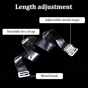 6 Pairs Transparent Bra Straps Clear Bra Straps Invisible Adjustable Shoulder Strap Non-Slip Shoulder Strap for Women Strapless Bras(3 Sizes)