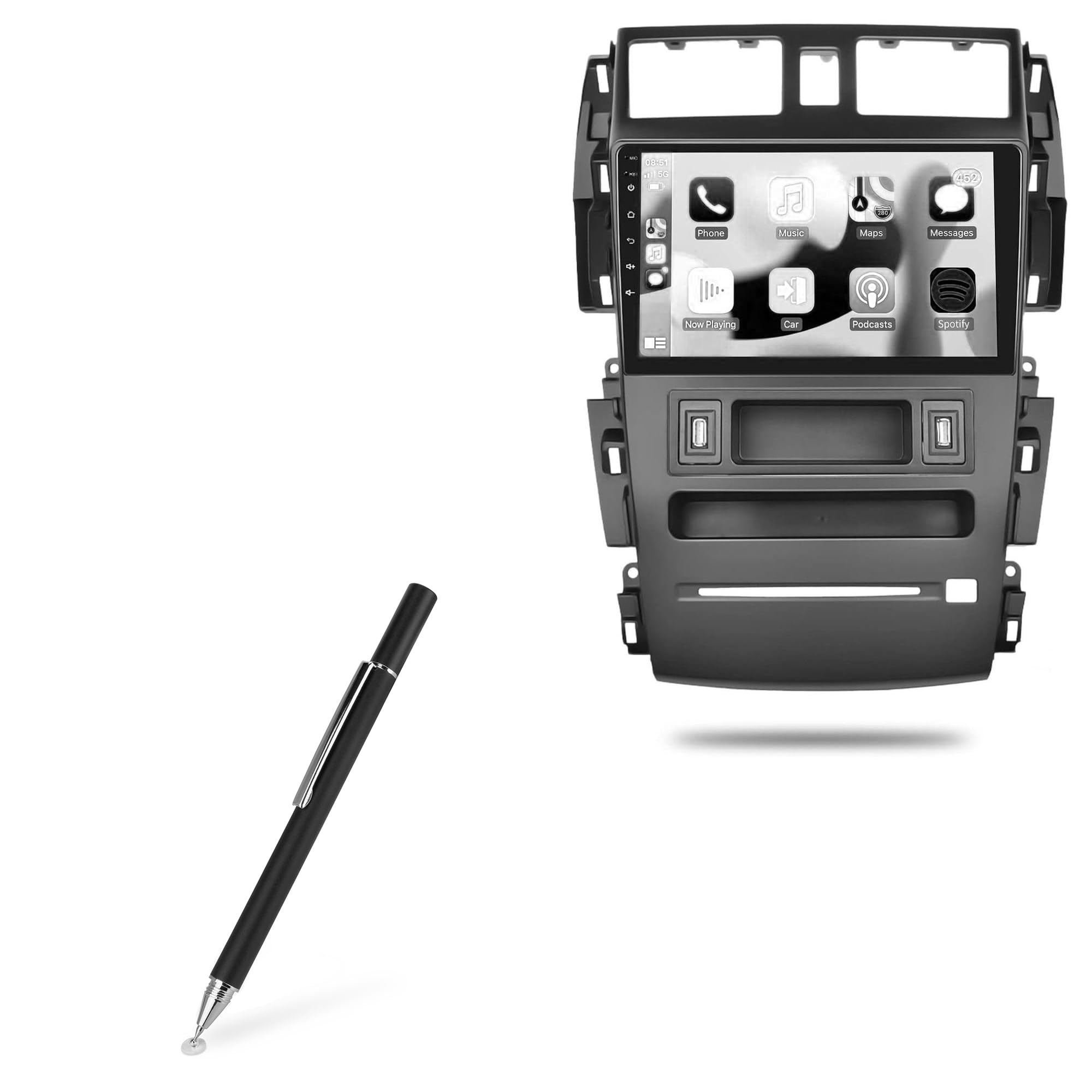 BoxWave Stylus Pen Compatible with Meteeser Nissan Altima 2004-2007 Wireless Carplay (1+16G) (9 in) - FineTouch Capacitive Stylus, Super Precise Stylus Pen - Jet Black