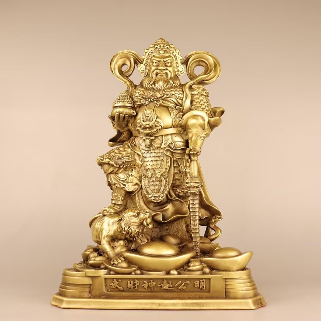 Dytartzx Pure Copper Zhao Gong Ming Statue, Wu CAI Shen Sculpture - Handmade Feng Shui Decor for Home Office, Prosperity- for Business Opening & Housewarming Gifts