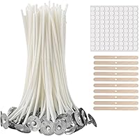 Vista 8 de 300 piezas de mechas para velas sin humo funcionales - Mechas de algodón preenceradas con pestañas sustentadoras de metal para la fabricación