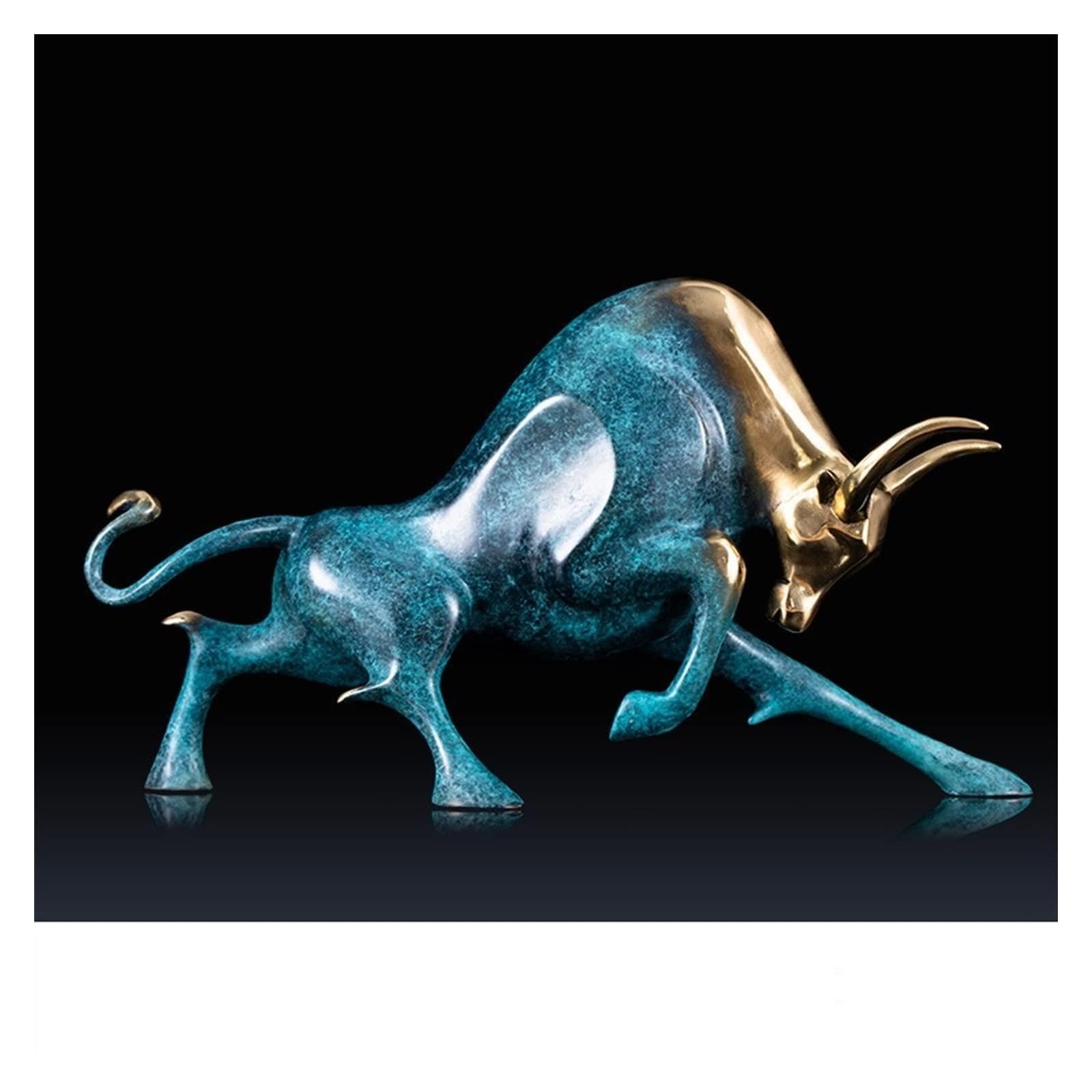ZZlei2yu-12 Home Decor Ornament Copper Entrance Ornaments Zodiac Cattle Ornaments Home Crafts Living Room Office to Attract Wealth Decorations Colorful Ornament(Blue)