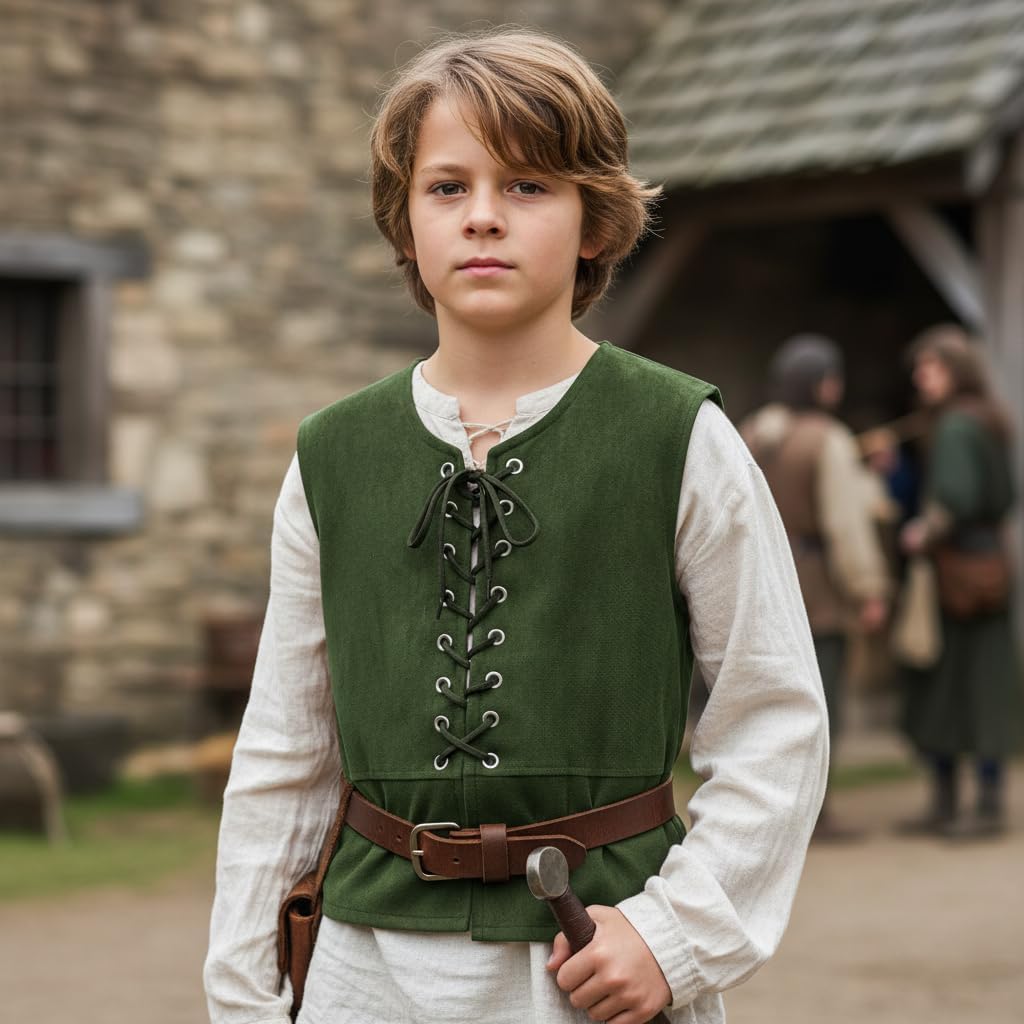 Kids Pirate Renaissance Vest for Boys Costumes Medieval Viking Steampunk Gothic Waistcoat Halloween Cosplay