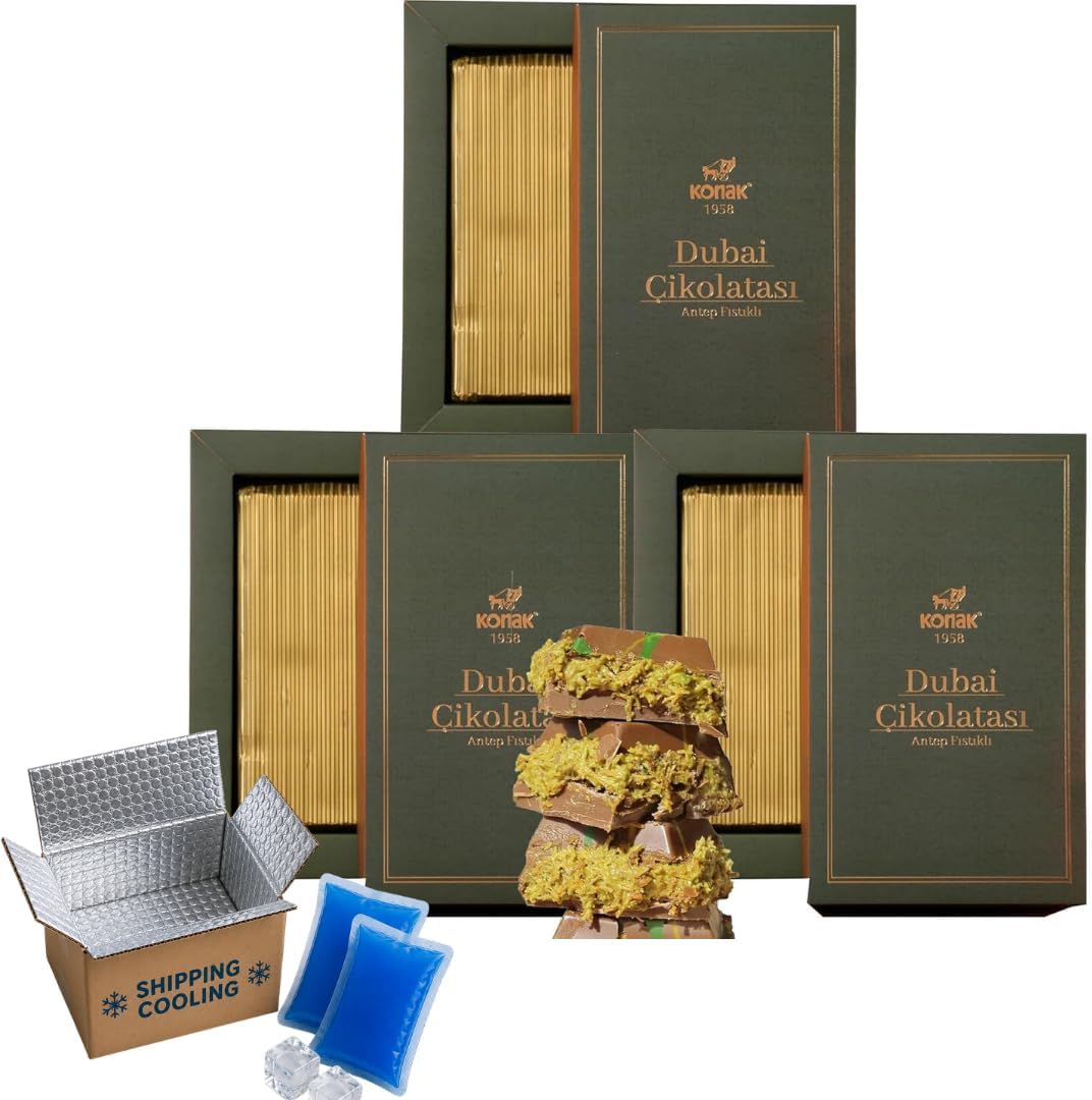 Dubai Chocolate 7oz Kunafa Pistachio Rich Milk Chocolate 200 Gram, Individually Wrapped Fresh, Premium Pistachio - Gift box for birthday - congratulations - Christmas Amazing Pack (Pack of 3)