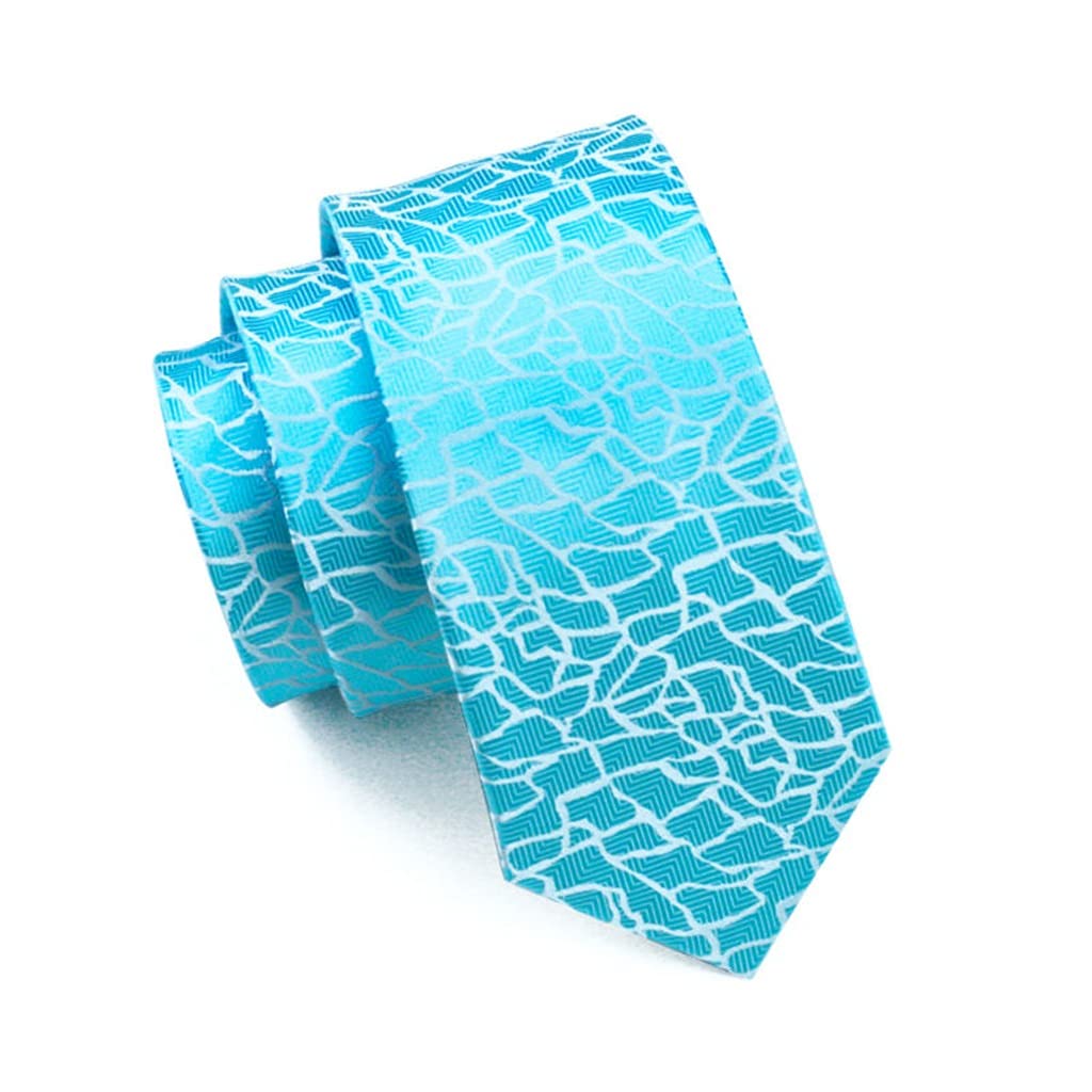 Corbata de Hombre Azul Novedad Jacquard Tejido Seda Marca Corbata pañuelo Gemelos Conjunto para Boda Fiesta de Negocios
