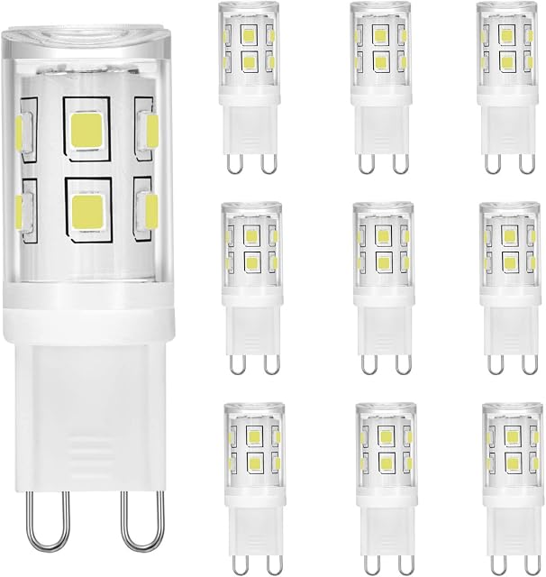 Brantoo G9 LED Bulbs 2W Equivalent to 15W 20W 25W 28W Halogen Bulbs,Cool White 6000K, CRI>85, G9 Socket Energy Saving Led Lamp, Non-Dimmable, No Flicker, AC 220-240V, 10 Pack