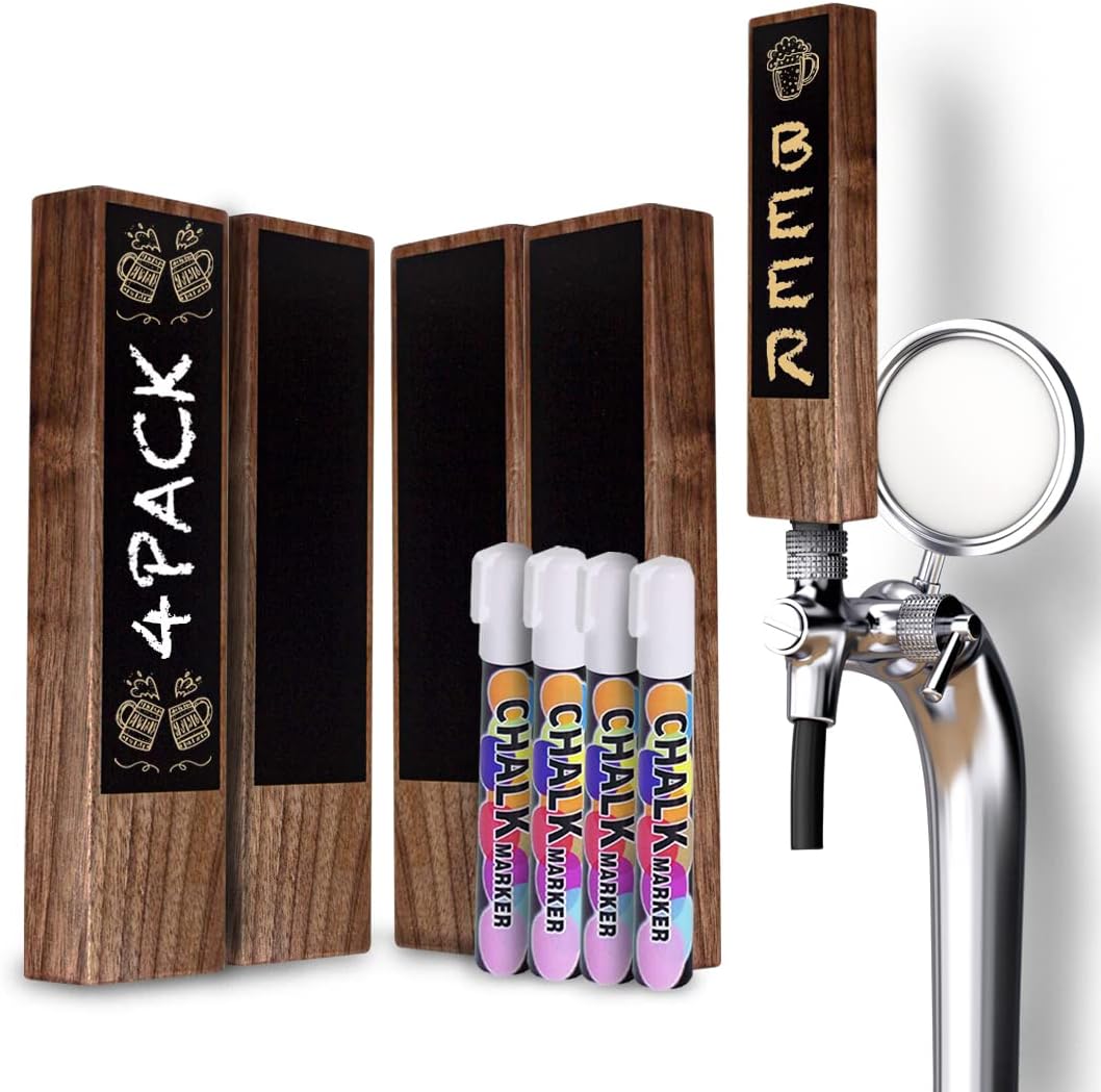 Queekay 9 Pieces Chalkboard Beer Tap Handles, Wooden Beer