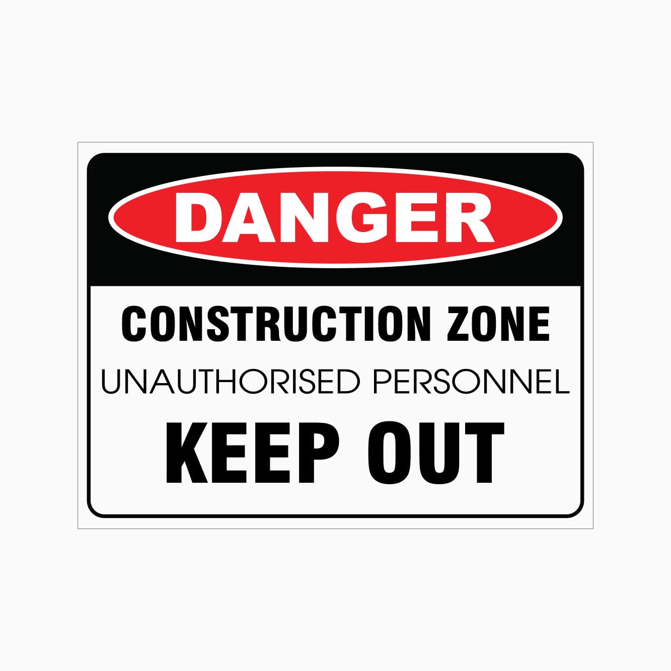 DANGER CONSTRUCTION ZONE UNAUTHORISED PERSONNEL KEEP OUT Sign Workplace Metal Tin Sign 8 x 12 inch for Industrial & Commercial Series