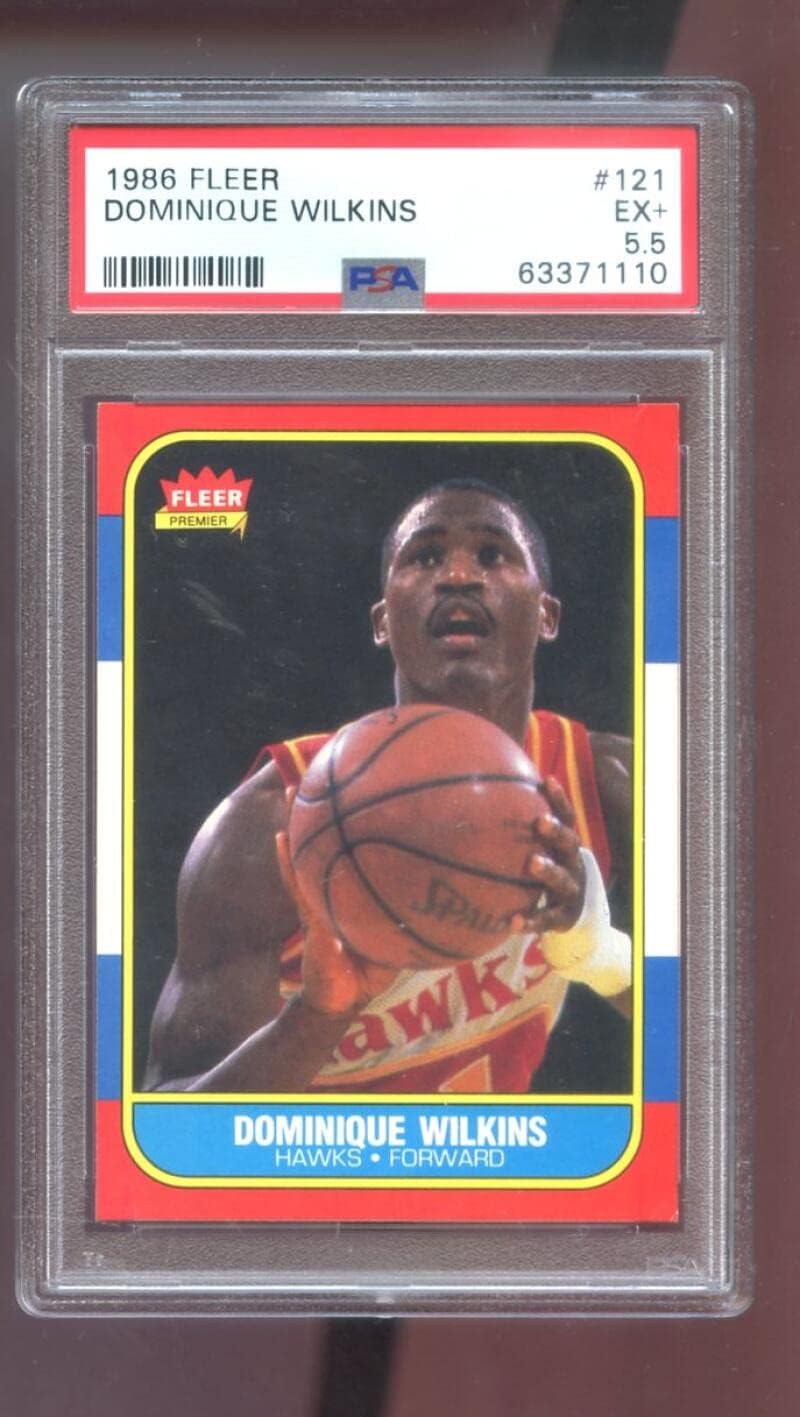 1986-87 Fleer #121 Dominique Wilkins ROOKIE RC PSA 5.5 Graded Basketball Card NBA 86-87 1986 1987 Atlanta Hawks