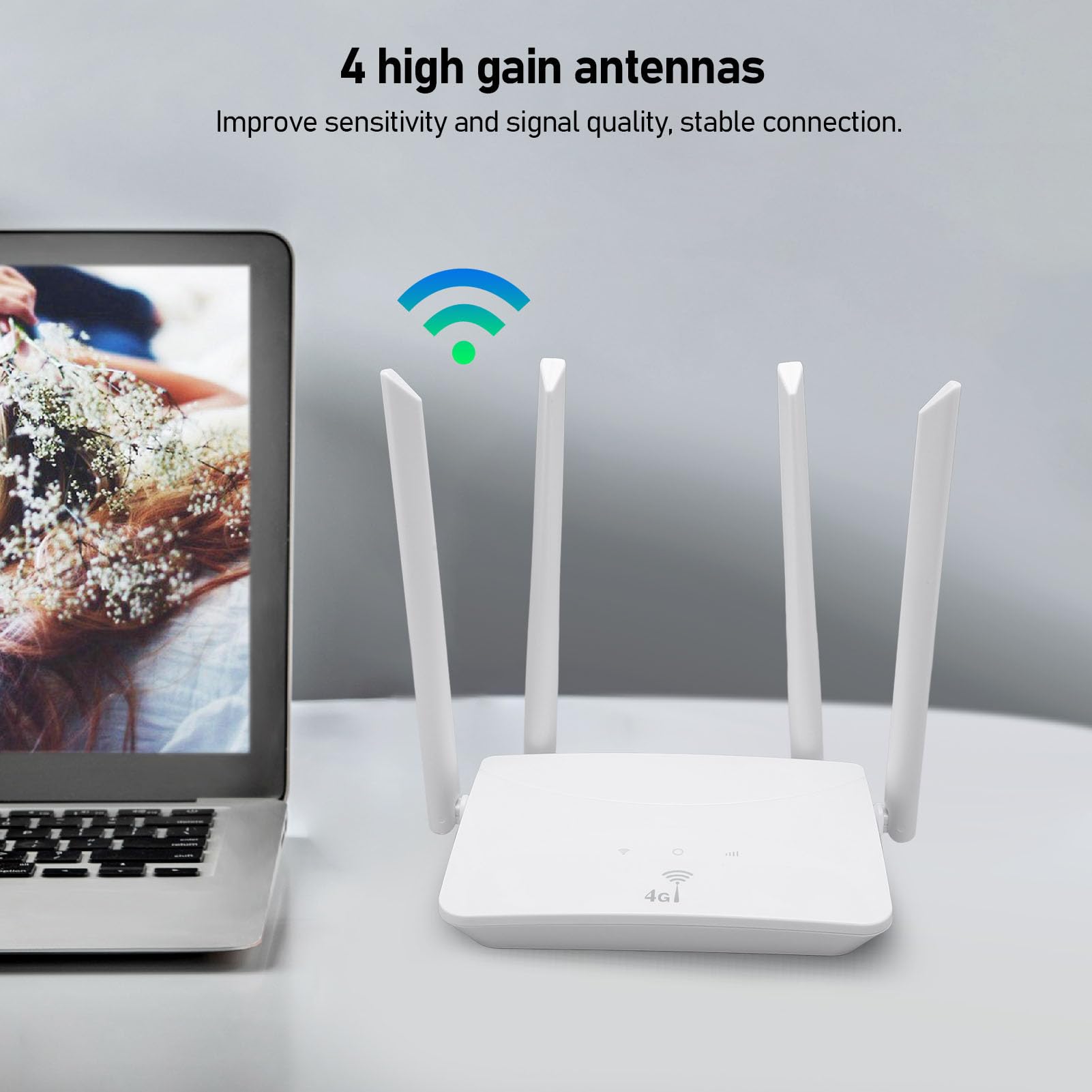 Router WiFi Sbloccato, Modem Router 4G LTE con Slot per Scheda SIM e 4 Antenne 5dBi, Modem Router WiFi 300Mbps per Telefono Tablet Laptop (Spina europea)