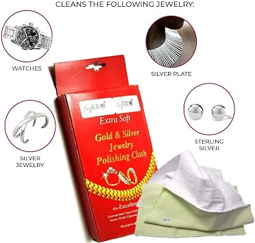 ATAR 10x13 Diamond Gems Gold & Silver Jewelry Polishing Cloth Extra Soft Cotton