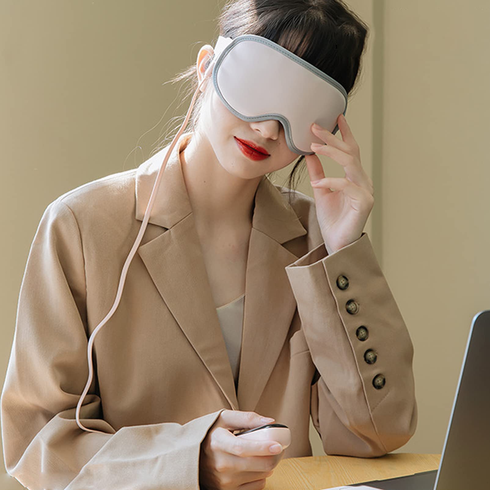 HEALLILY Funda de Sombra de Ojos Recargable por USB para Dormir de Color Rosa
