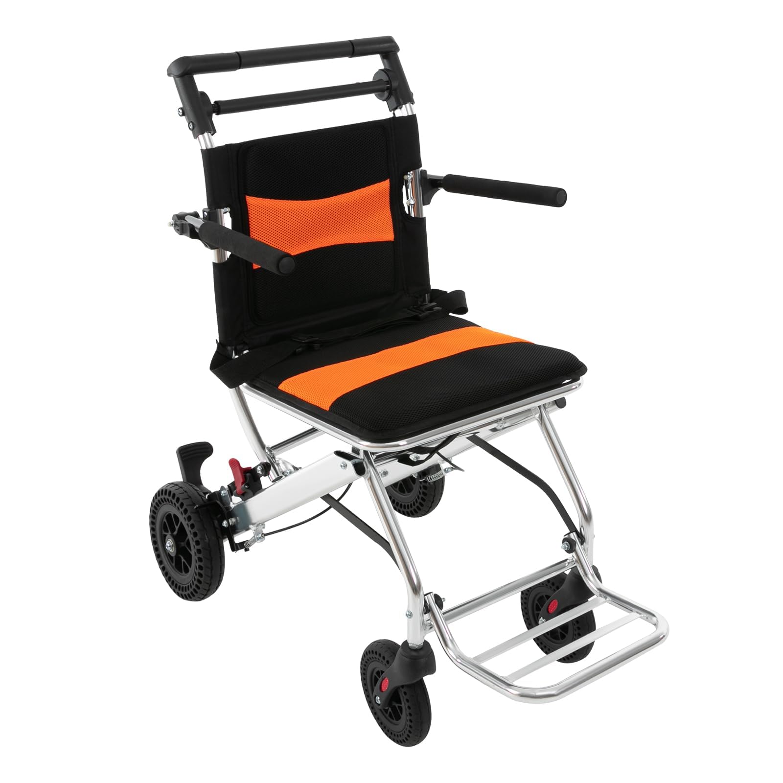 YGNVMCXJG Lightweight Folding Transport Wheelchair for Adults & Seniors, Portable Aluminum Travel Wheelchair with Locking Brakes, Storage Pocket, Heavy Duty 350lbs Mobility Chair