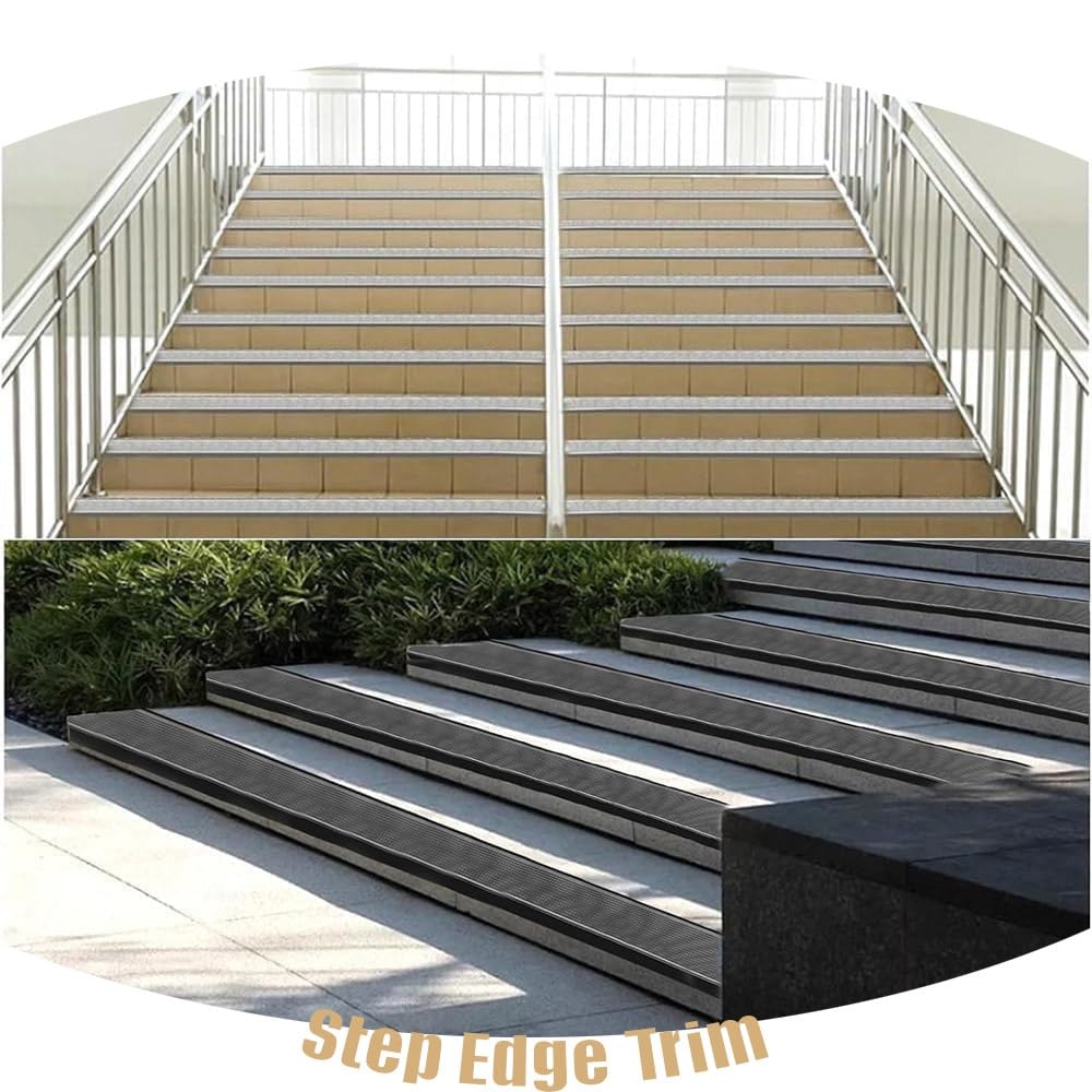 Protección De Borde De Escalera En Forma De L 90cm 120cm 150cm Moldura De Aluminio Para Escalones Exteriores, Tiras Protectoras Antideslizantes(Beige,90cm/36in)