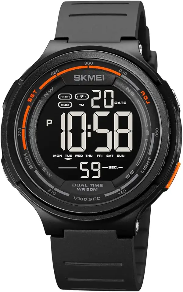 Relógio Masculino esportivo militar multifuncional digital com mostrador grande, luz LED luminosa, contagem regressiva, resistente à água até 50 metros, cronômetro, alarme, calendário semanal, pulseira de resina