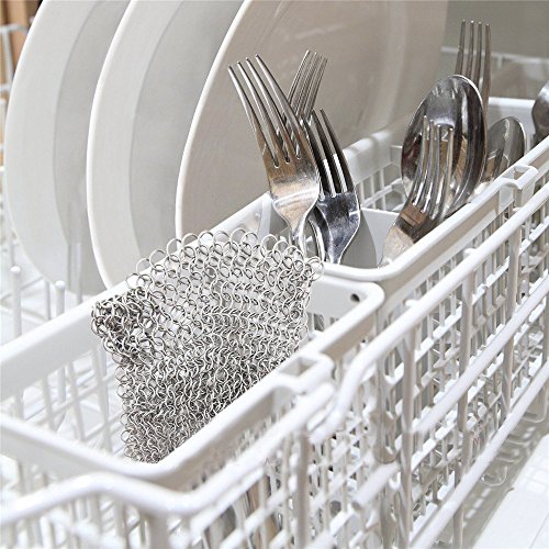 Cusfull Premium Kitchen Cast Iron Cleaner Stainless Steel Chainmail Scrubber 7 X 7 Inch #TOP4
