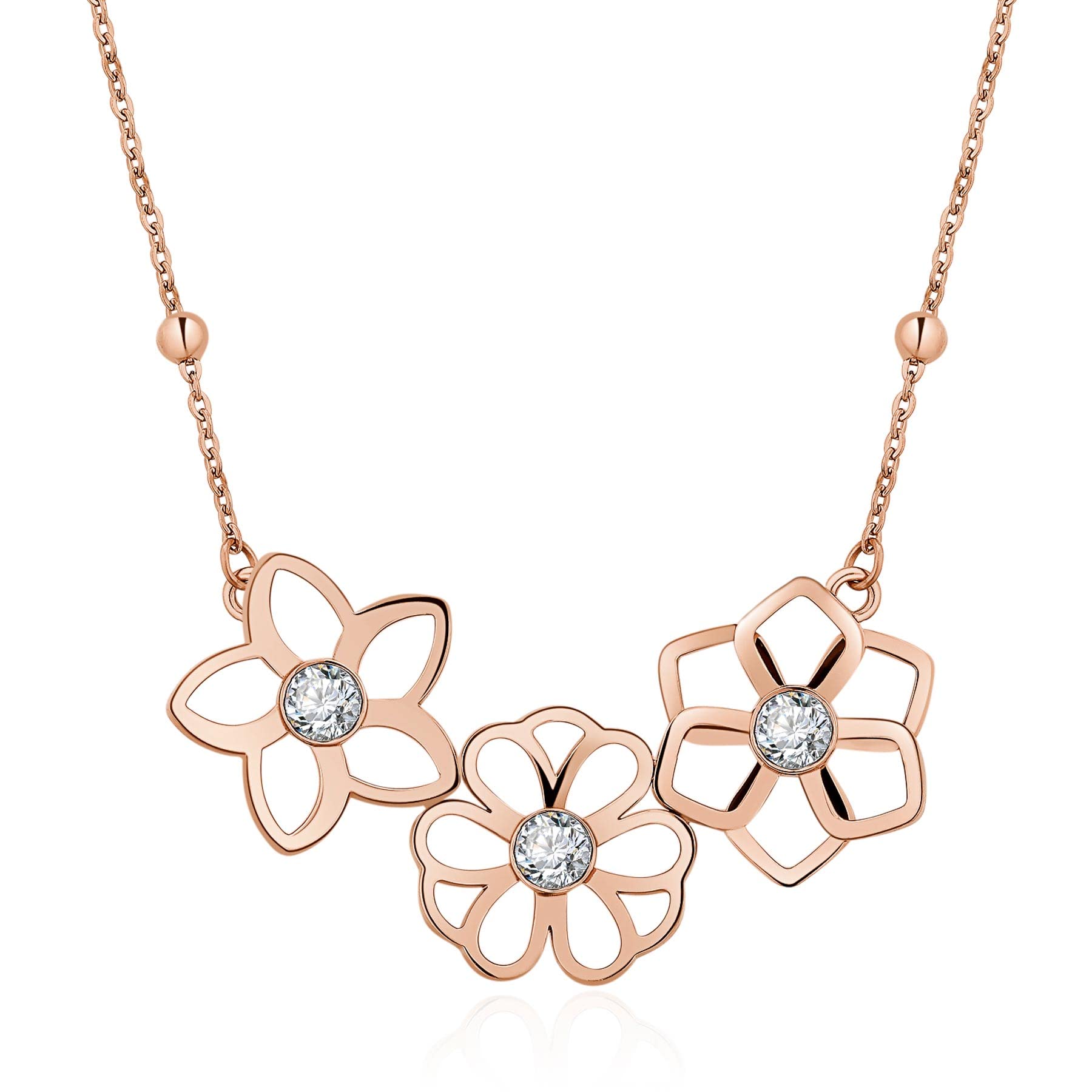 Collana Brosway Ikebana Oro Rosa – Acciaio 316L Con Cristalli Swarovski E Pendente Fiore - 3