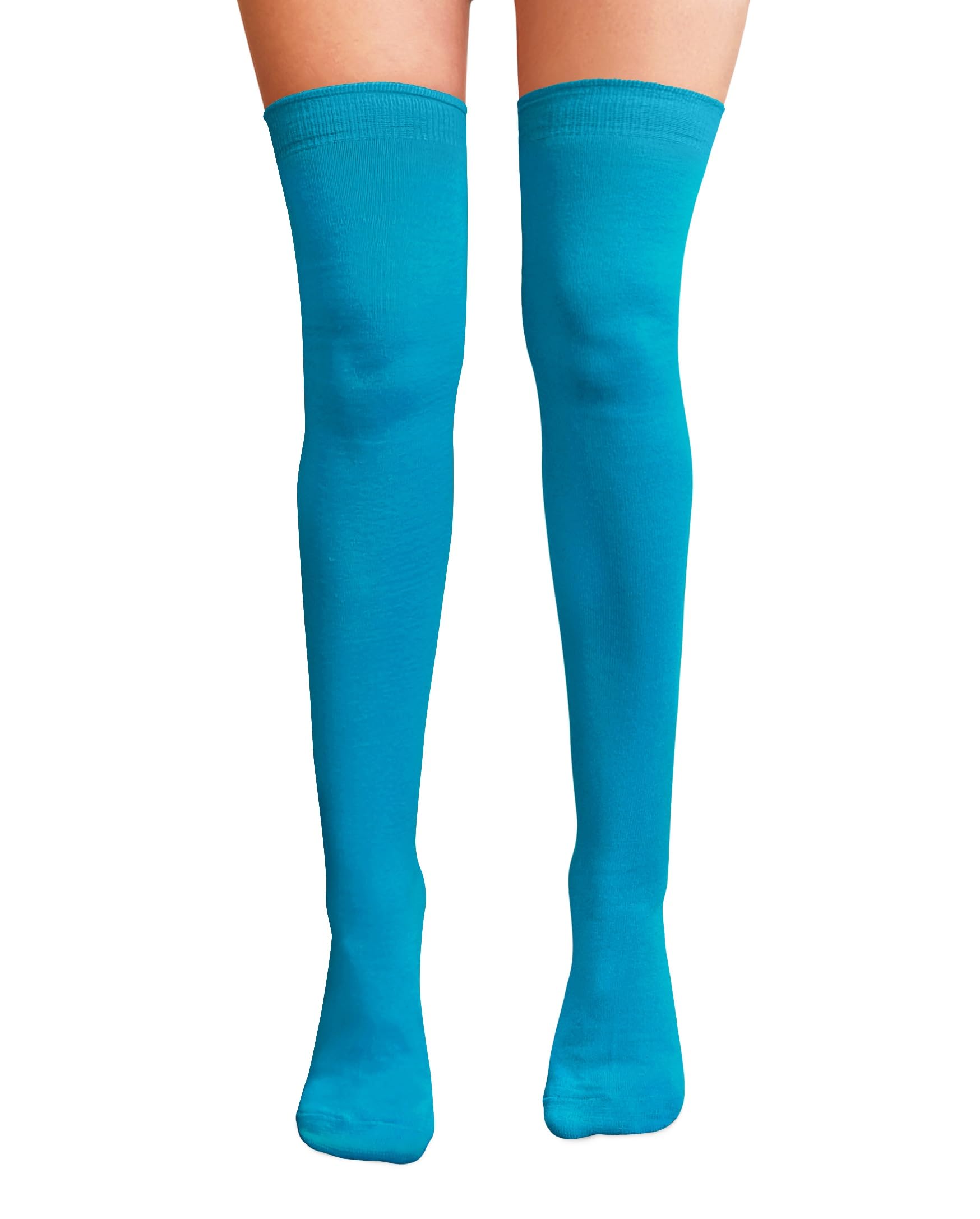 NuJake Over The Knee Thigh High Socks Girls Plain Cotton Lycra Cosplay School Sox