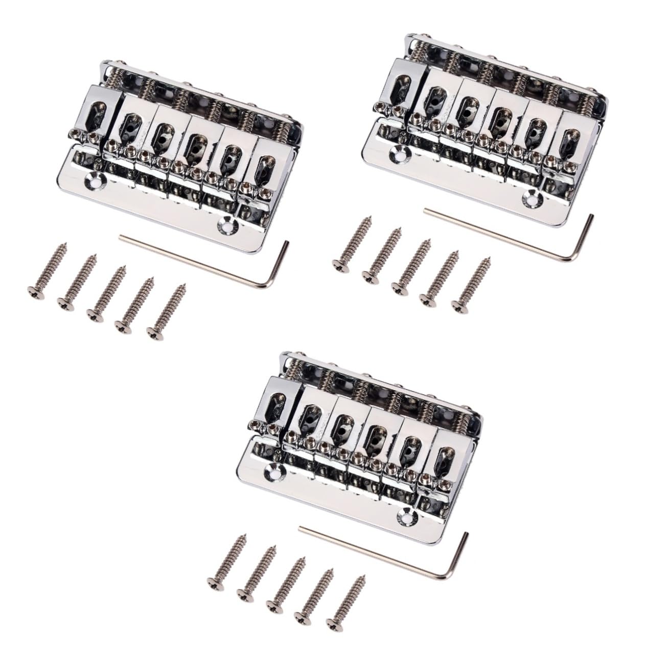 SUPVOX 3sets Electric Guitar Tremolo Bridge 65mm Fixed Hard Tail Chrome Guitar Bridge Tailpiece Bass 6string *3