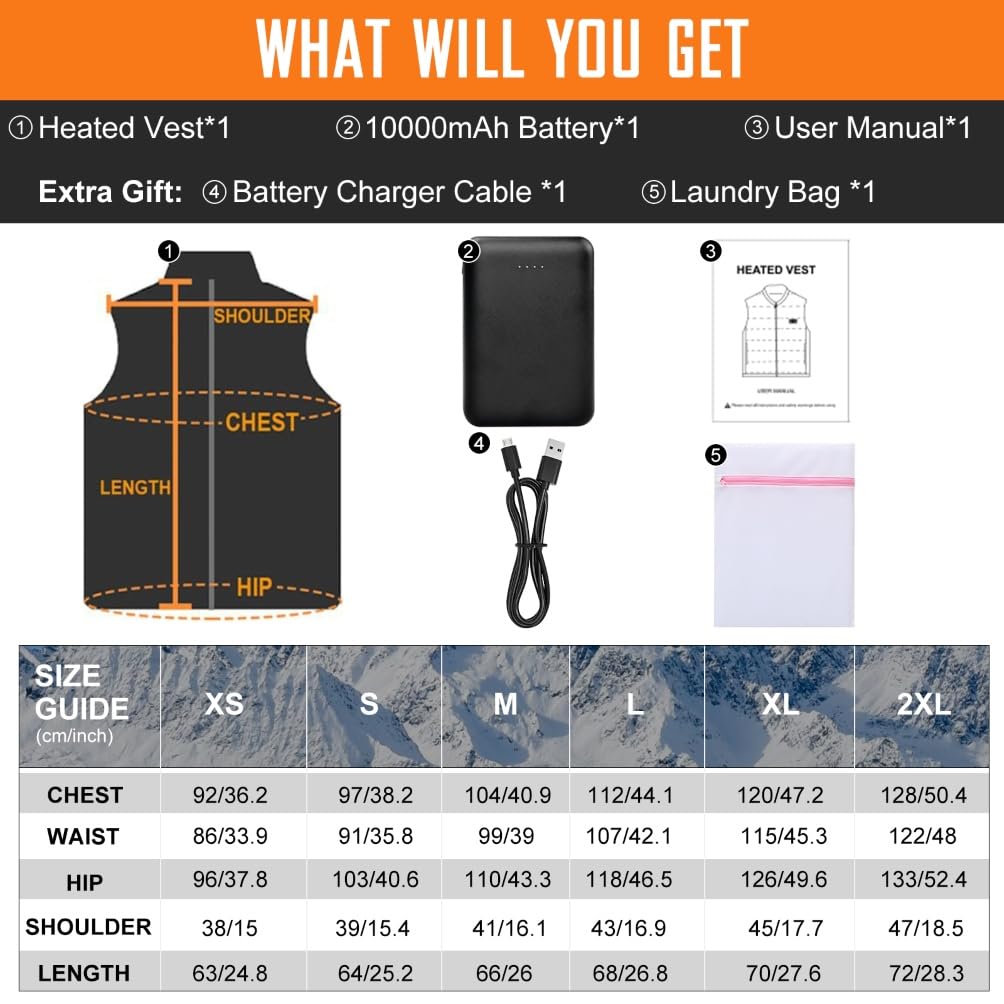 Gilet chauffant pour femmes avec batterie externe, veste chauffante pour femmes, jusqu'à 10 heures de chaleur