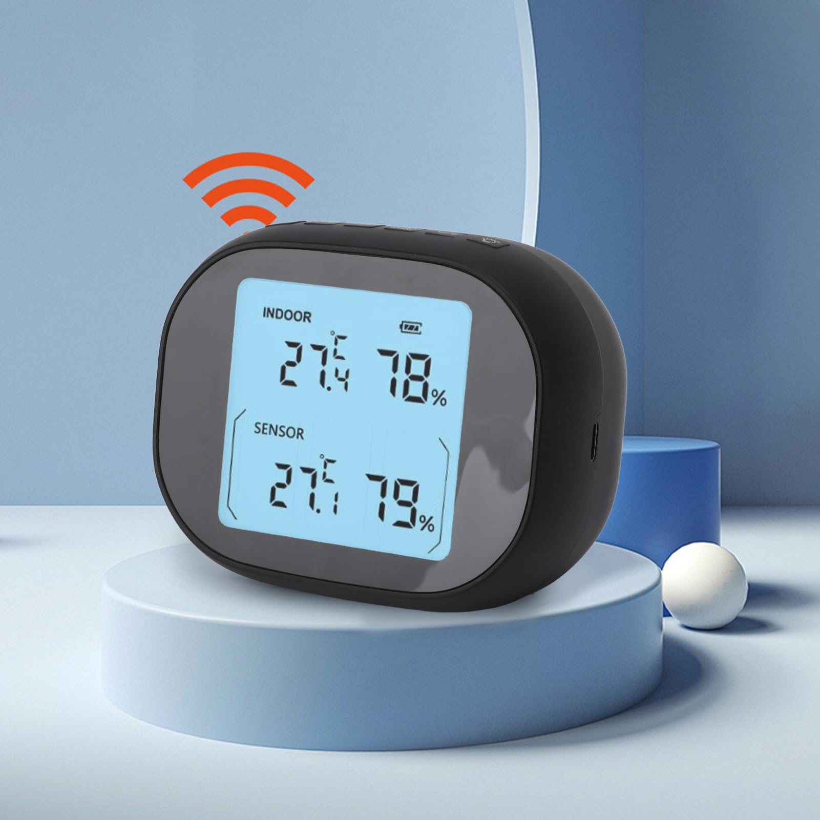 Termómetro Higrómetro, Monitor Digital de Temperatura y Humedad para Interiores y Exteriores con 3 Sensores, Mini Medidor de Humedad para el Hogar, Terrario, Incubadora, Invernadero