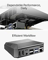 Vista 5 de Carcasa Argon ONE para Raspberry Pi 4 Modelo B con ventilador de refrigeración, disipador de calor de aluminio, botón de encendido, compatible