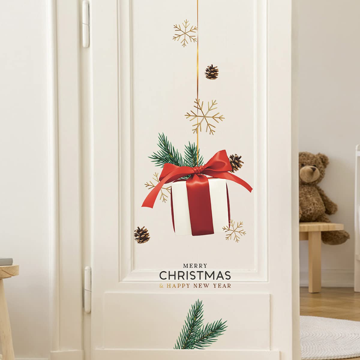 Sticker Noël vitrine magasin et maison - Déco amovible 65x84 cm