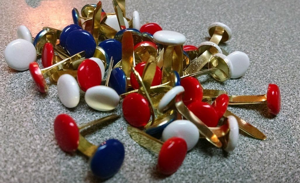 CREATIVE IMPRESSIONS Red, White & Blue Large Round Brads Assorted Bulk 50ct - 4th of July - Americana - Patriotic
