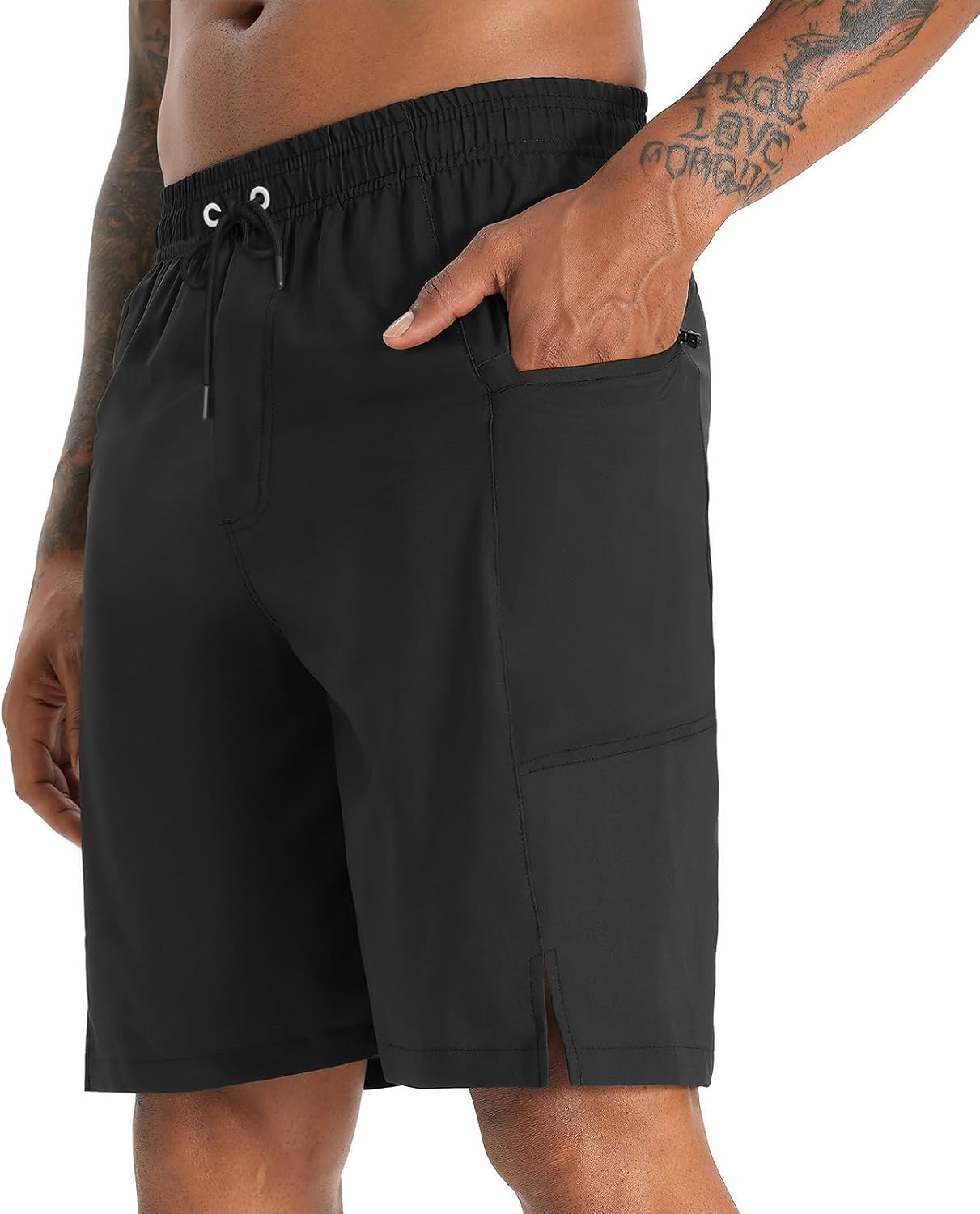 zeetoo Mens Swim Trunks with Compression Liner 9" Inseam Quick Dry Swim Shorts with Zipper Pockets Bathing Suit - Image 2