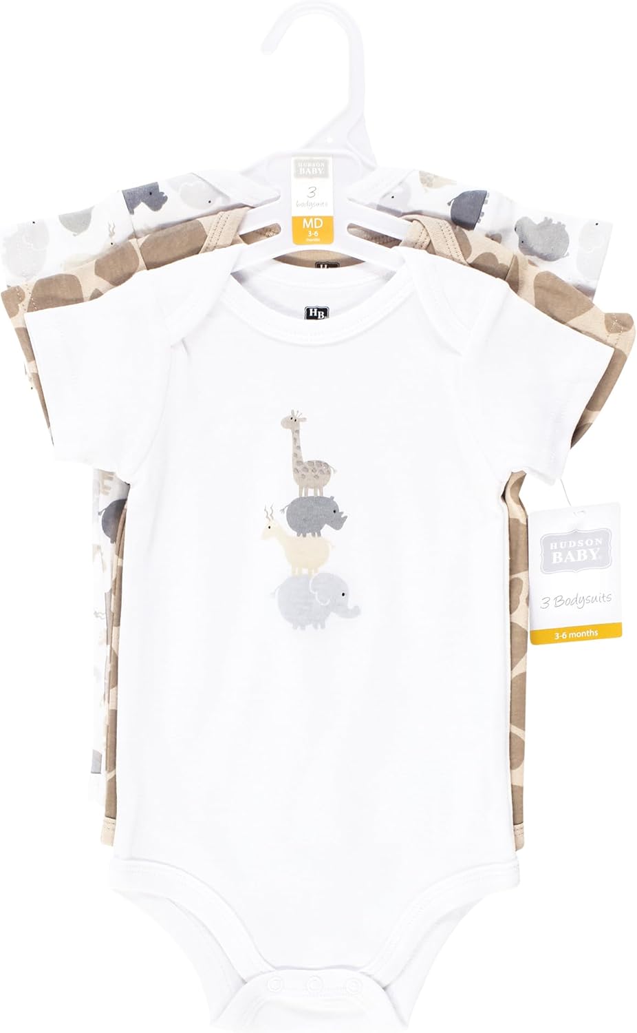 Hudson Baby Infant Boy Cotton Bodysuits, Safari Friends, 0-3 Months - Image 2