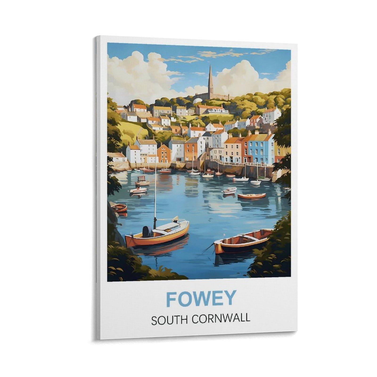 Cyyhgee Frame-Style Fowey South Cornwall Vintage Travel Posters 12X18inch(30X45cm) Canvas Poster Wall Art Living Room Home Decor