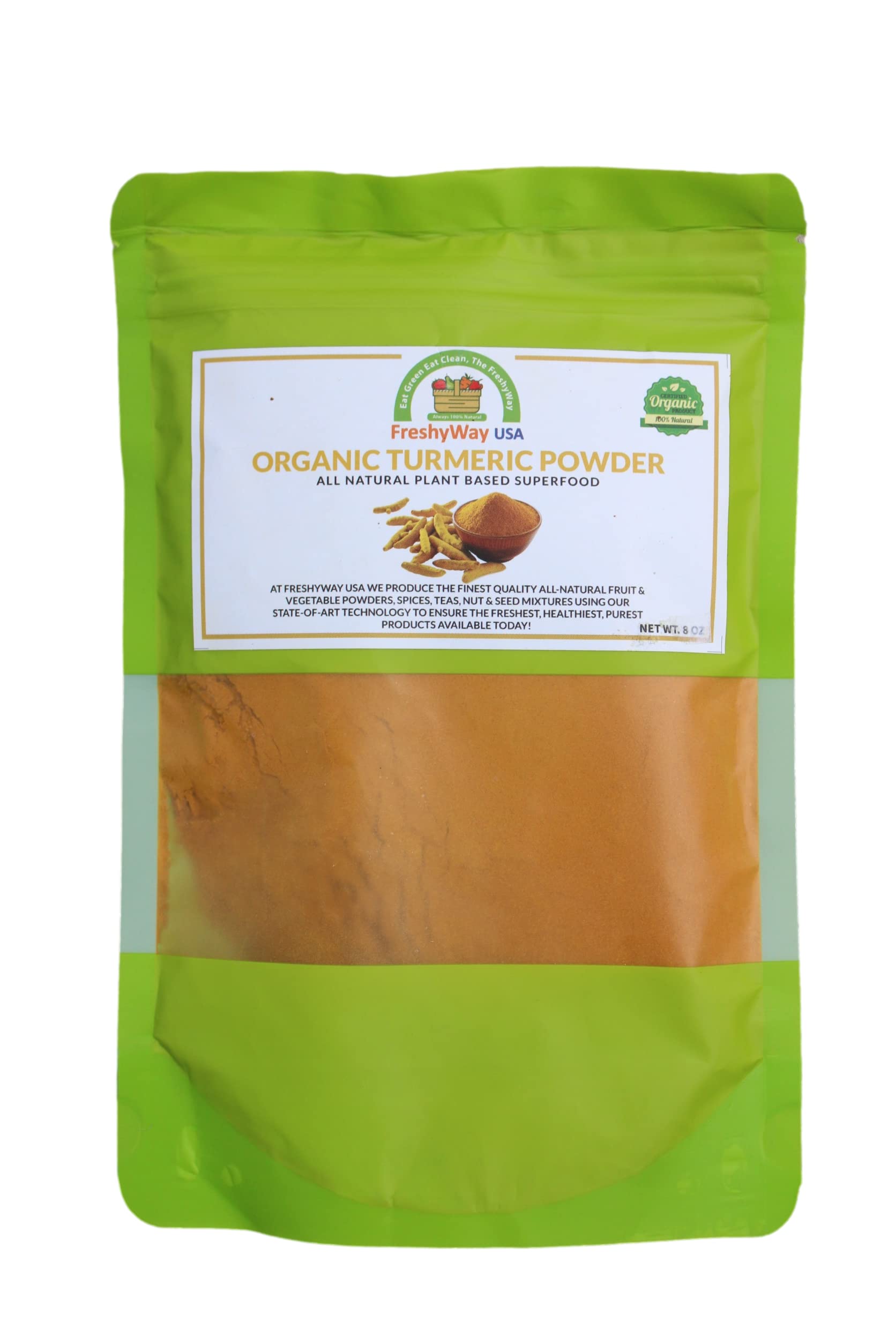 FreshyWay USA Turmeric Powder – Ground Turmeric Spice – 100% Organic and Natural – Imported from India… (3.5oz)