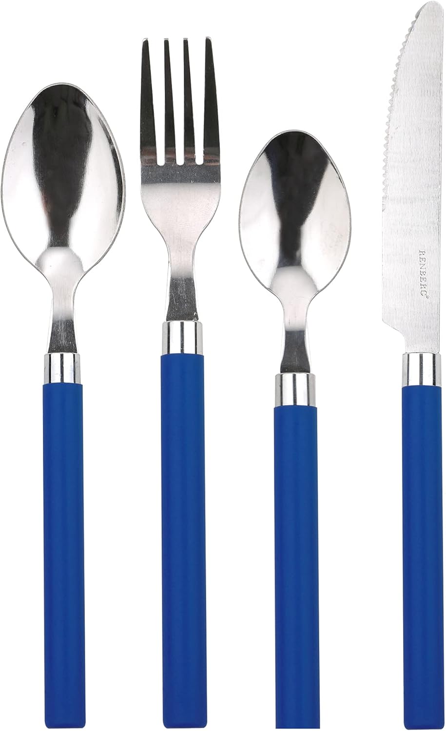 San Ignacio 5-Piece Stainless Steel Cookware Set with Cutlery Set of 24 in Stainless Steel in Blue