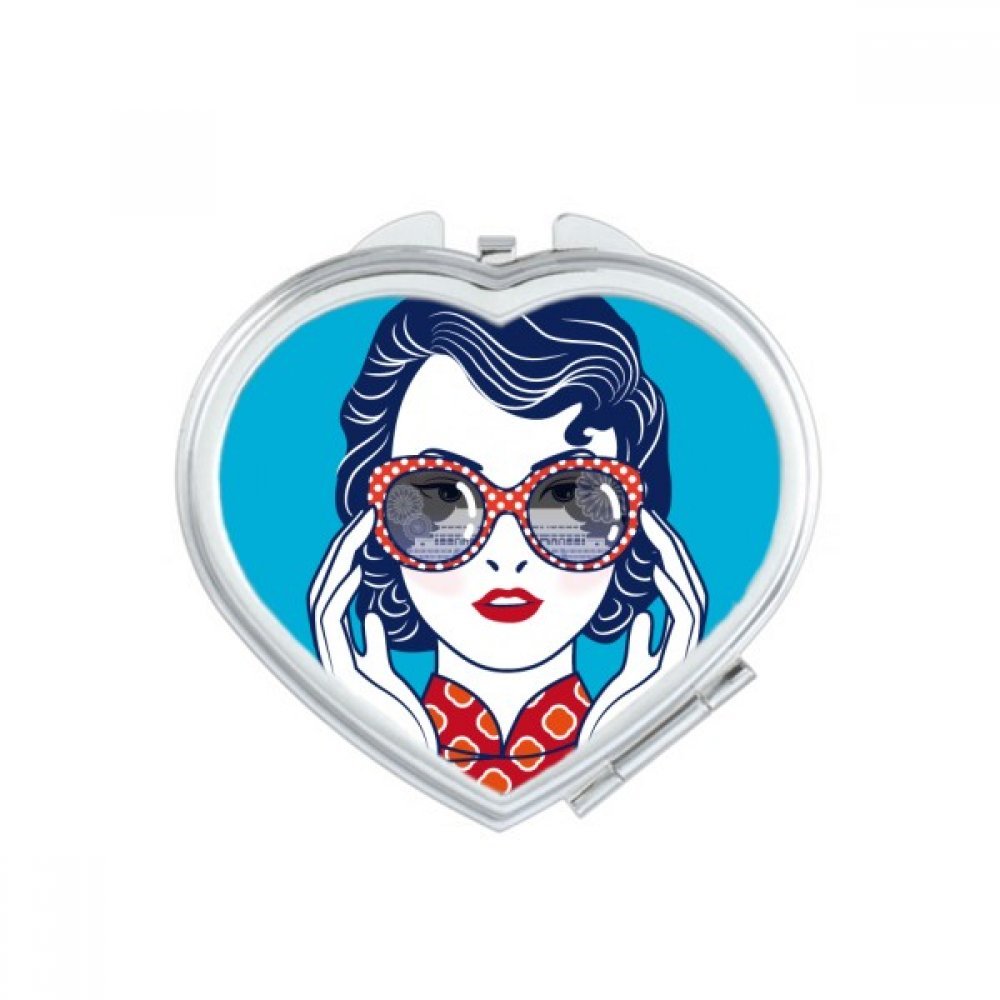 Miroir de poche bleu motif chinois compact pour une coiffure impeccable