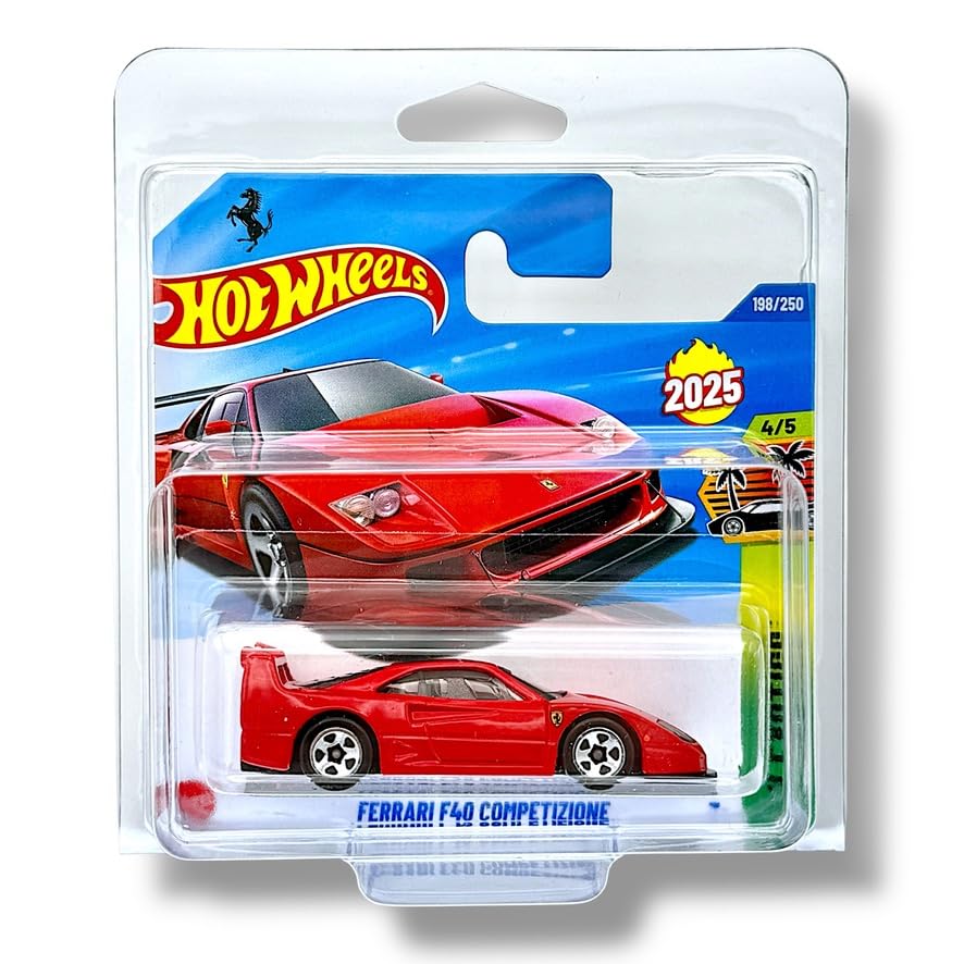 Hot Wheels Ferrari F40 Competizione (Red) 4/5 HW Exotics - 2025-198/250 (Short Card) - includes a KLAS Car Keeper Protector Case - HYW59
