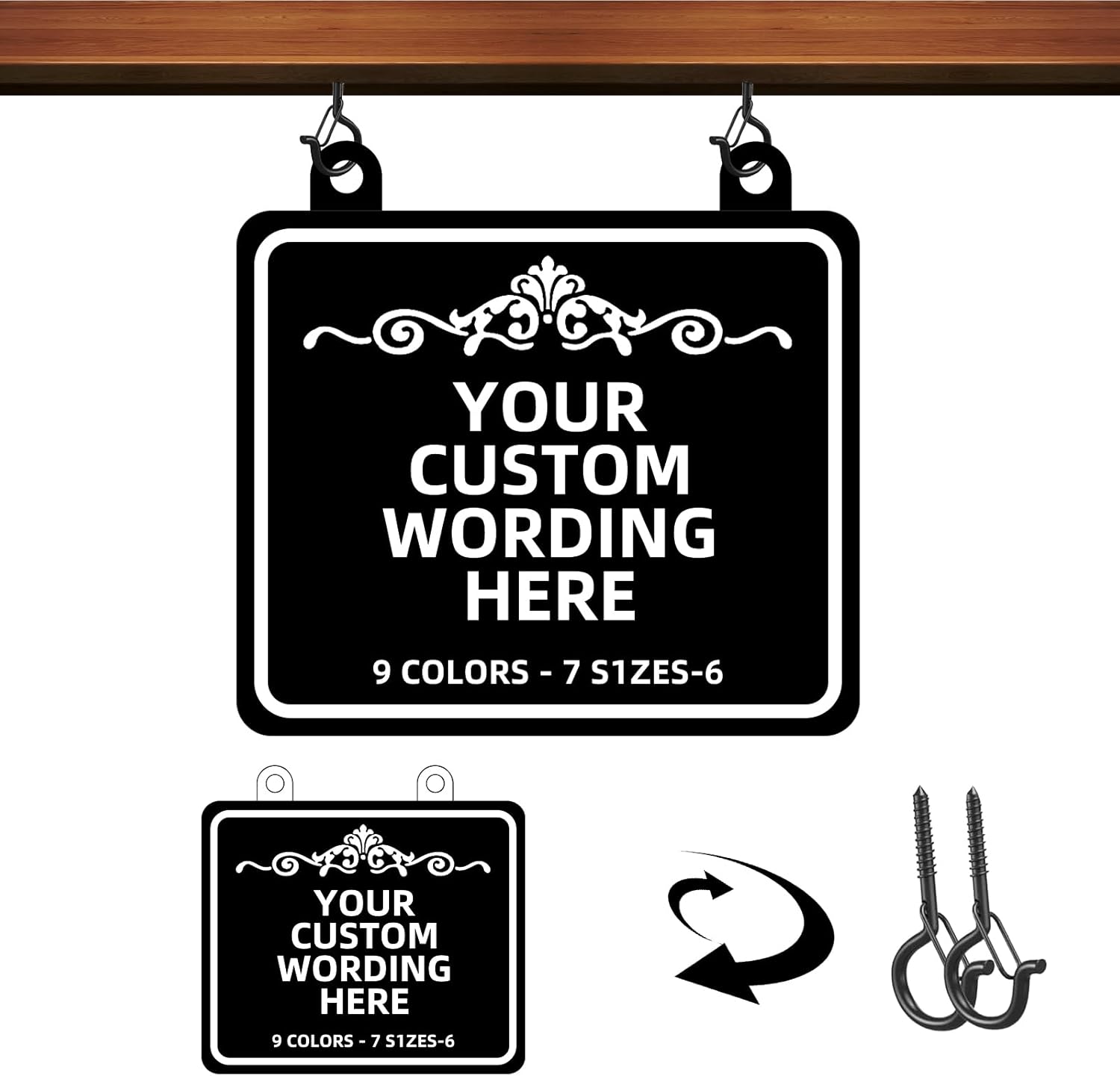 Custom Hanging House Address Sign Outdoor,Personalized House Number,Address Plaques for Outside,Single or Double Sided with Hooks,Oval Style