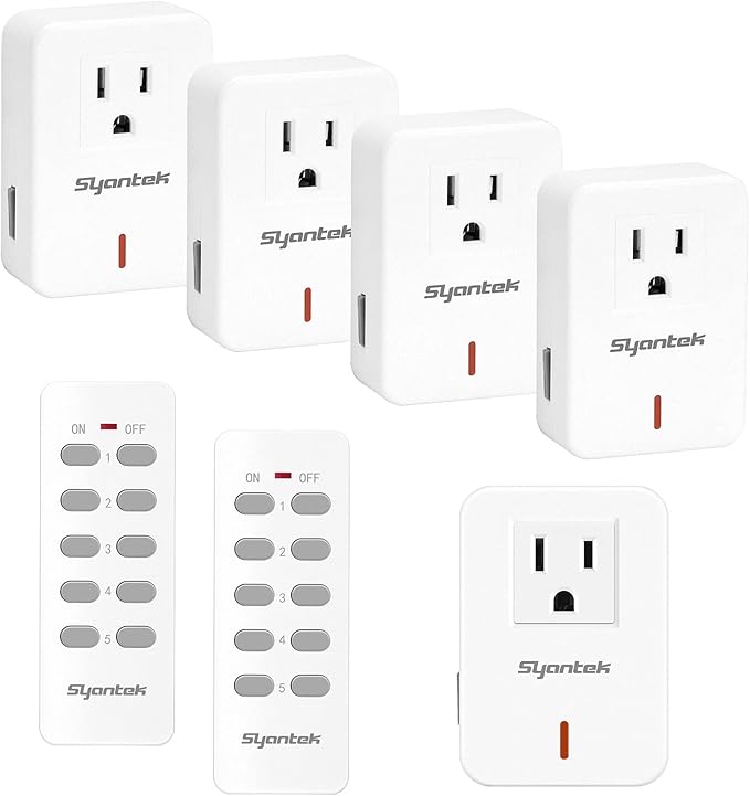 Syantek Remote Control Outlet Wireless Light Switch for Household Appliances