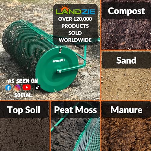 Image of Compost Spreader 44 Inch, Peat Moss & Top Soil Roller - Landzie