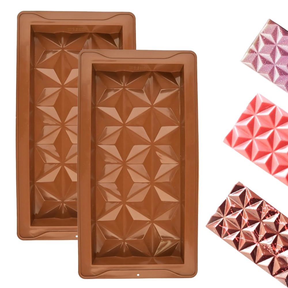 2 Pcs Deep Chocolate Bar Molds Silicone Chocolate Bar Molds Non-Stick Candy Bar Mold for Baking Enthusiast Making Chocolate Designs Candies Desserts