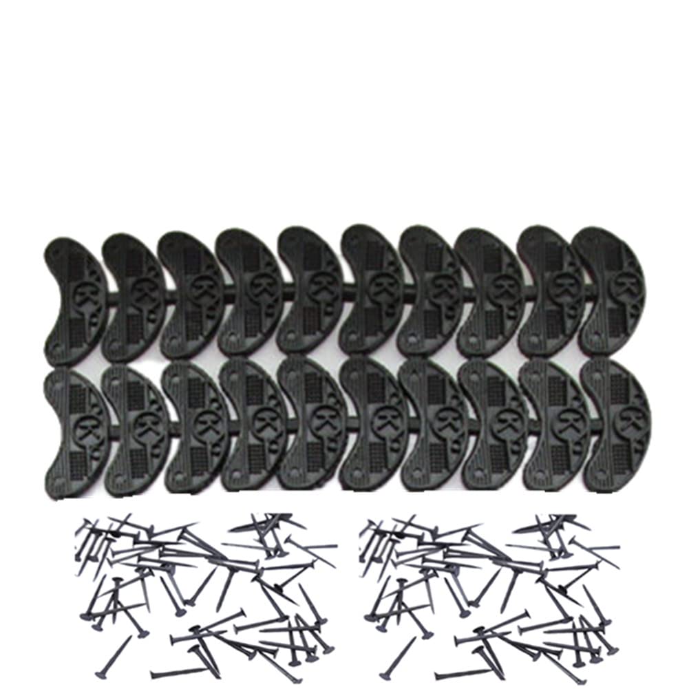 20 pcs Heel Plates Shoe Heel Taps Rubber Tips Sole Heel Repair Pad  Replacement with Nails, Middle Black