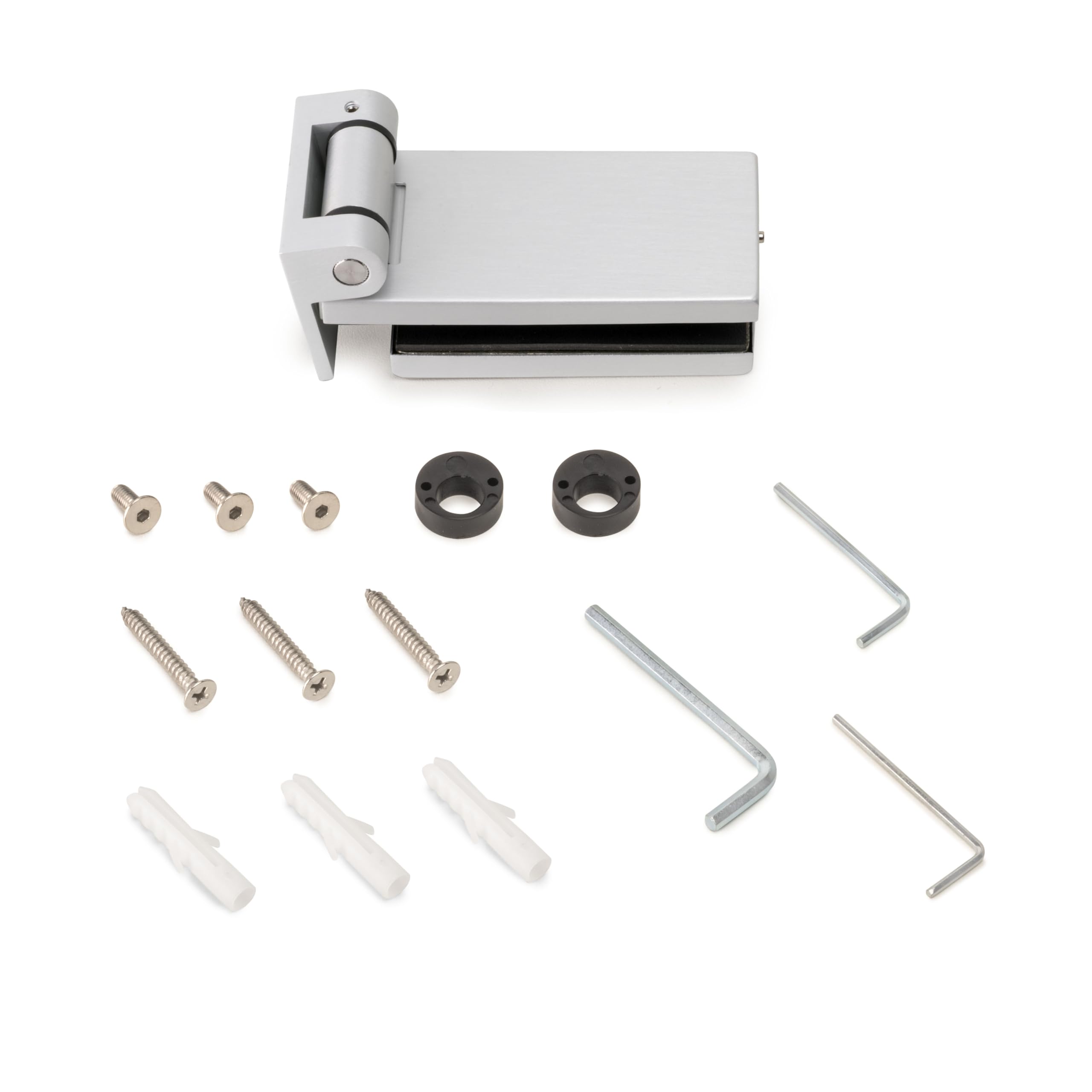 Emuca - Cerniera per anta in vetro, cerniera orizzontale con forcella da 40 mm, per anta da 8-12 mm, alluminio e acciaio, grigio metallizzato