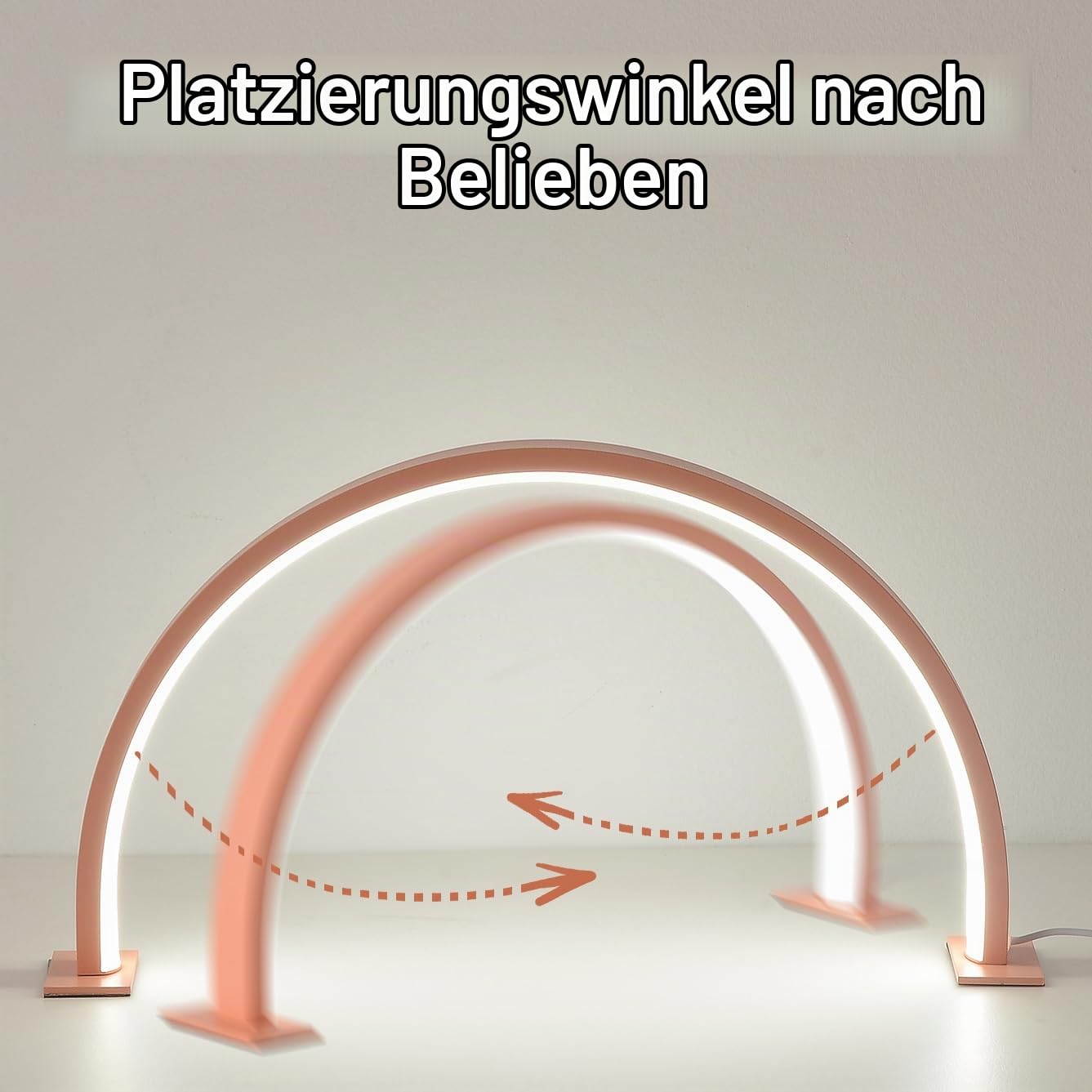 L52CM (20.47in),H30CM (11.81in) Halbmond-Lampe, Wimpernschneiden Tischlampe, Leselampe, Nagellampe für Nageltisch, Innenbeleuchtung Tischlampe, Nagel & Gesichtspflege Desktop Leselampe (Rosa)