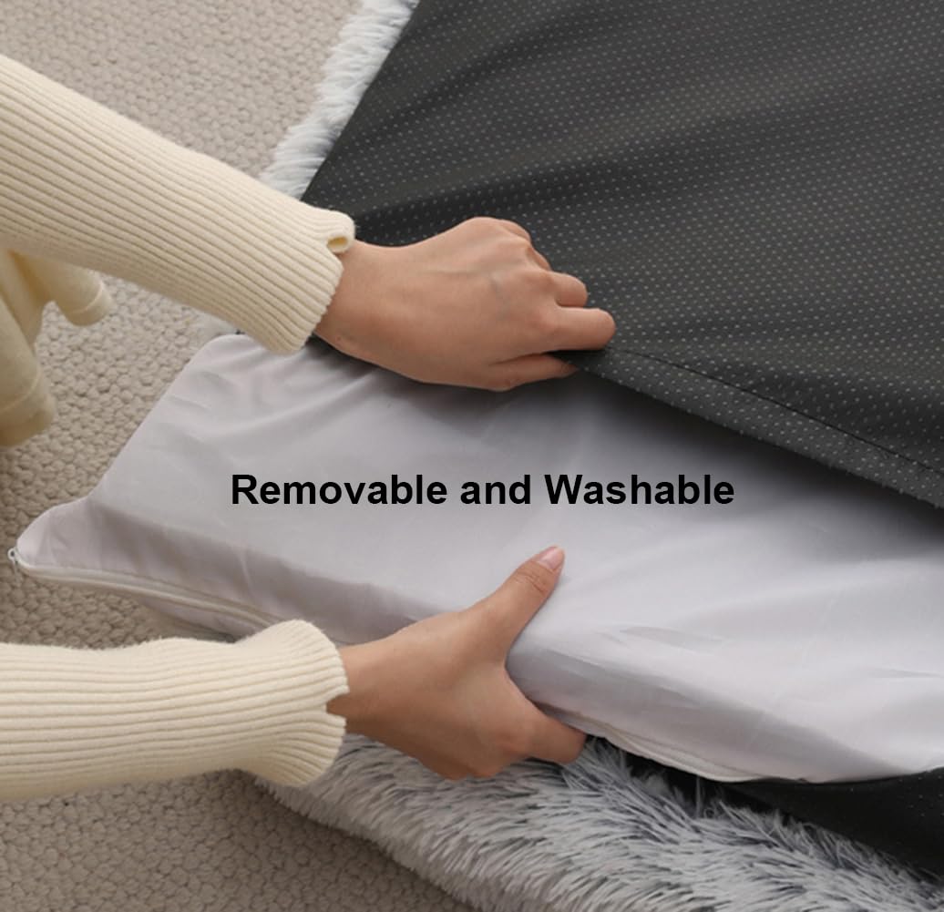 Panier pour Chien,Lit pour Chien orthopédique,Canapé Chiot Confortable,Coussin imperméable pour Chiens,Base antidérapante,Doux et Chaud,Housse Amovible et Lavable (Gris Foncé, 80 * 55 * 15cm)