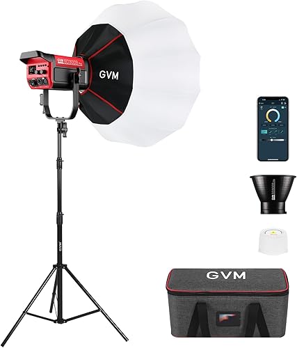 Miniatura 10 de GVM - Kit de luz de video LED de 300 W con caja de luz, iluminación de fotografía CRI97+ para grabación de video con soporte Bowens, luces
