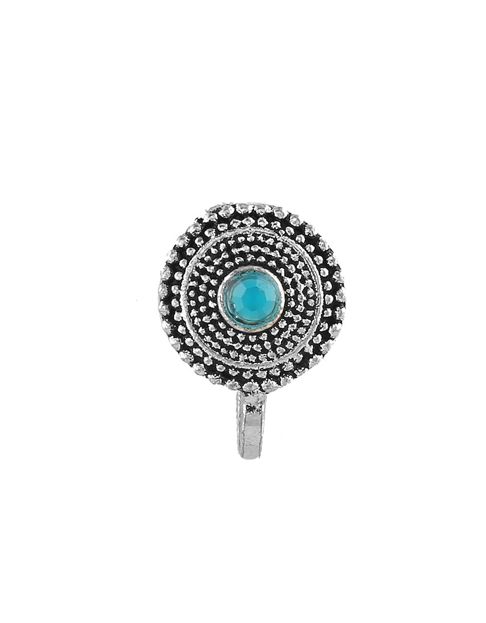 Anuradha Art Sky-Blue Colour Silver Tone Designer Oxidised Finish Nose Ring Pin for Women/Girls (B07F86CY3V) Amazon Price History, Amazon Price Tracker